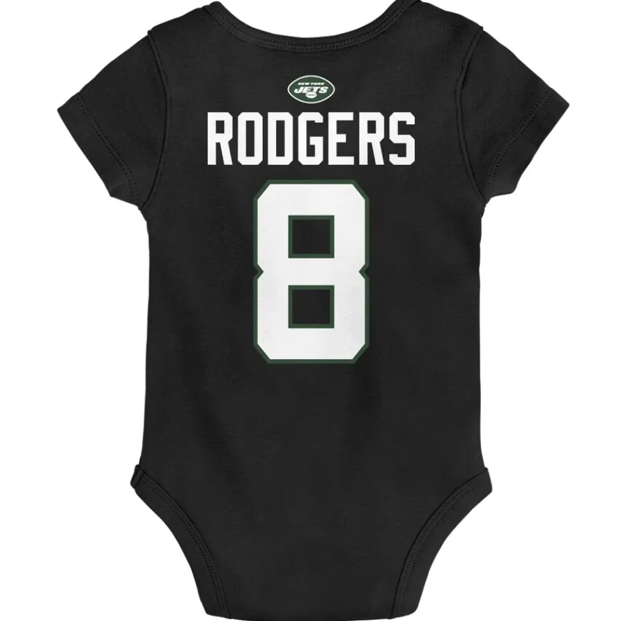 Kids New York Jets Rompers^Newborn & Infant Aaron Rodgers Black Mainliner Player Name & Number Bodysuit