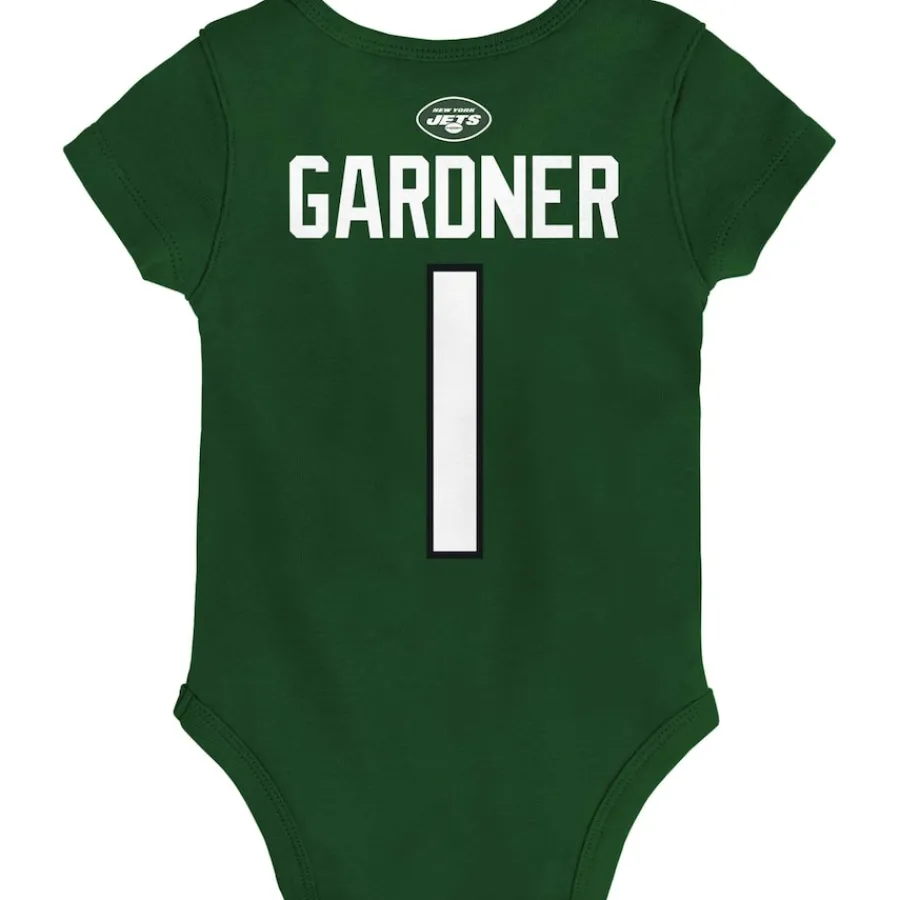Kids New York Jets Rompers^Newborn & Infant Ahmad Sauce Gardner Green Mainliner Player Name & Number Bodysuit