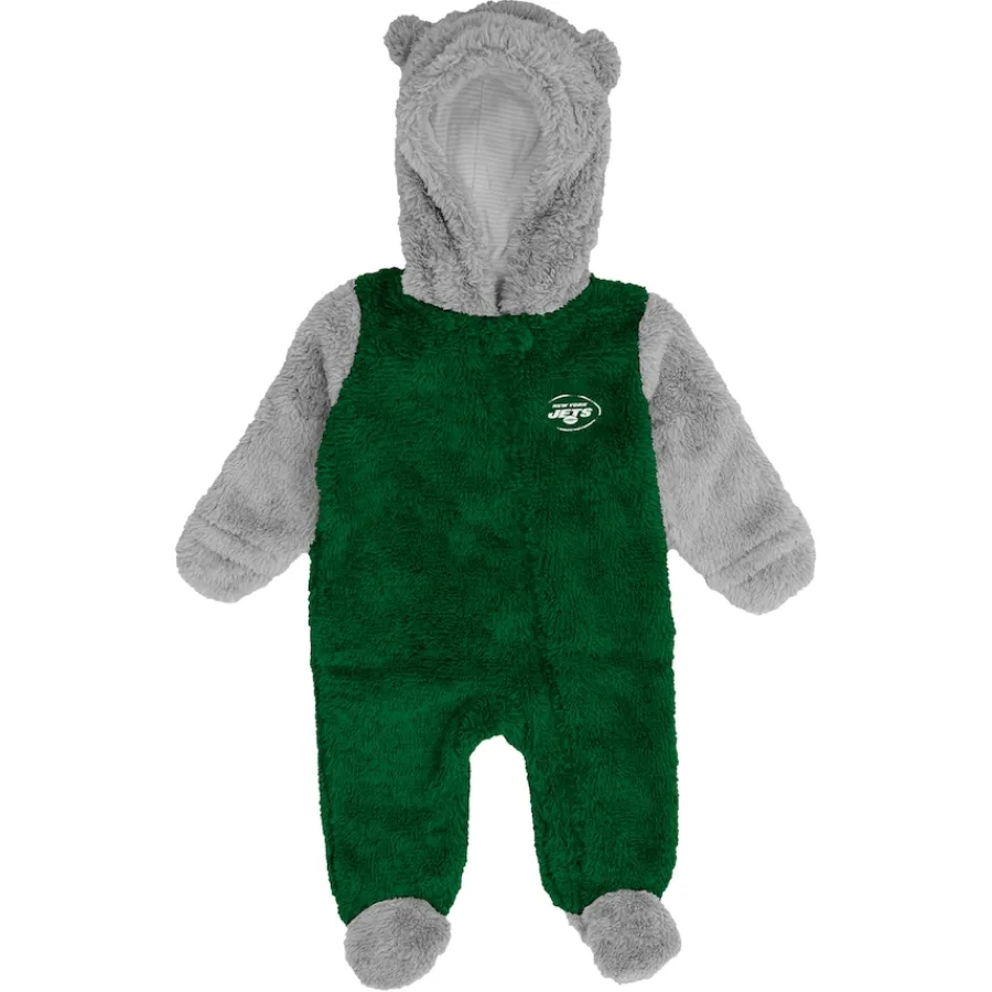 Kids New York Jets Rompers^Newborn & Infant Green Game Nap Teddy Fleece Bunting Full-Zip Sleeper