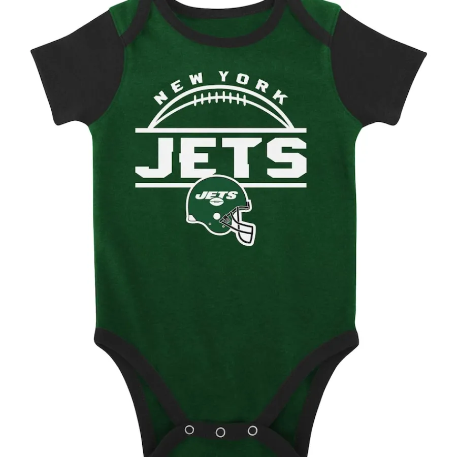 Kids New York Jets Rompers^Newborn & Infant Green/Black Home Field Advantage Three-Piece Bodysuit, Bib & Booties Set