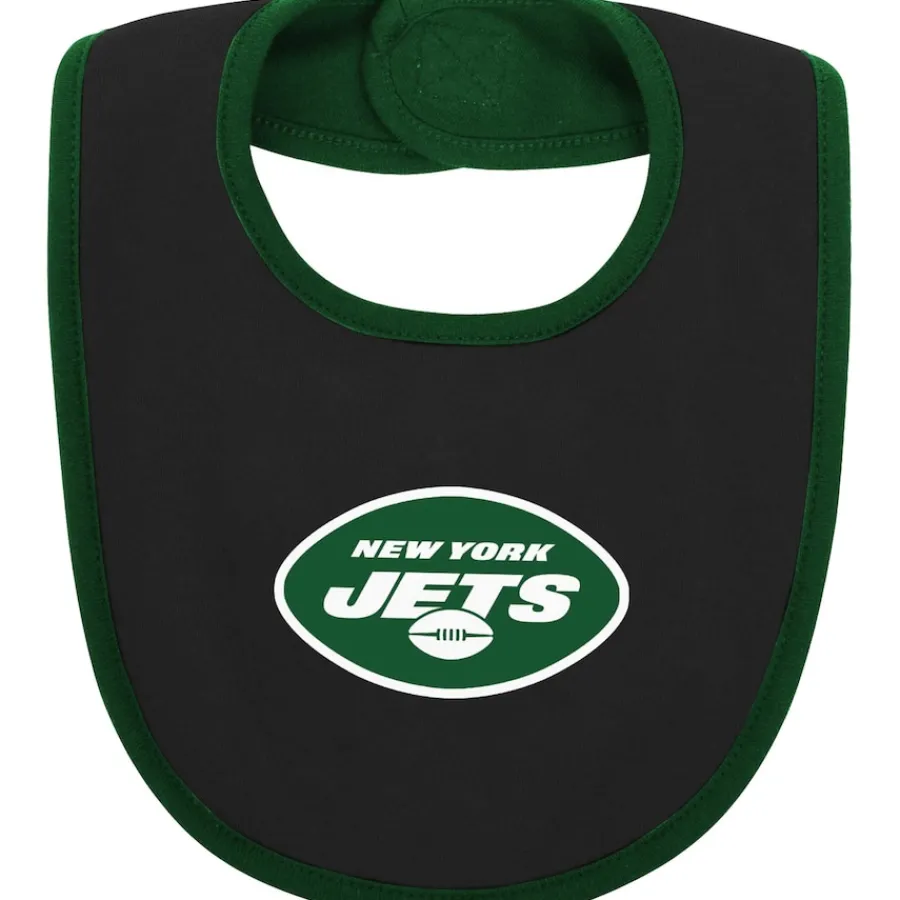 Kids New York Jets Rompers^Newborn & Infant Green/Black Home Field Advantage Three-Piece Bodysuit, Bib & Booties Set