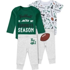 Kids New York Jets Rompers | Shorts & Pants^Newborn & Infant WEAR By Erin Andrews Three-Piece Turn Me Around Bodysuits & Pant Set