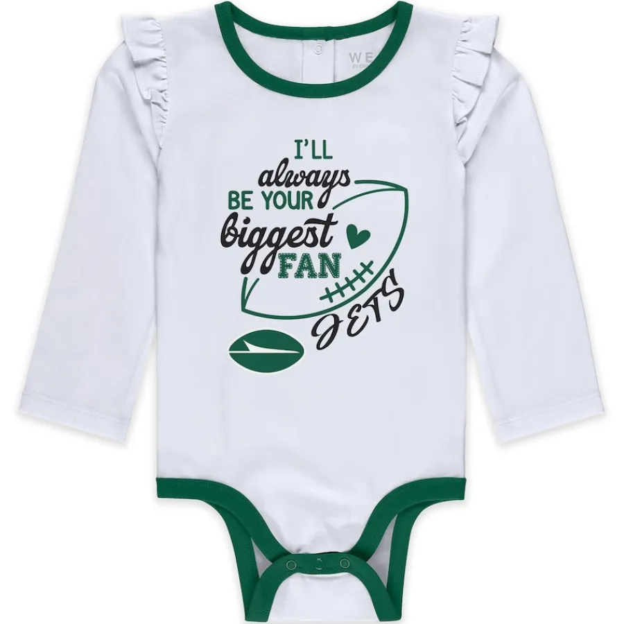 Kids New York Jets Rompers | Shorts & Pants^Newborn & Infant WEAR By Erin Andrews Three-Piece Long Sleeve Bodysuit, Tutu And Sweatpants Set