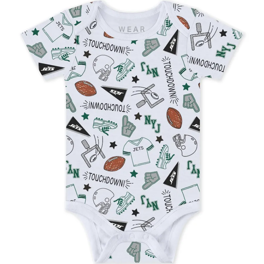 Kids New York Jets Rompers | Shorts & Pants^Newborn & Infant WEAR By Erin Andrews Three-Piece Turn Me Around Bodysuits & Pant Set
