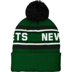 Kids New York Jets Hats | Kids^Preschool Green Jacquard Cuffed Knit Hat With Pom