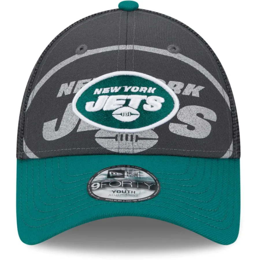 Kids New York Jets Hats | Kids^Preschool New Era Graphite/Green Reflect 9FORTY Adjustable Hat