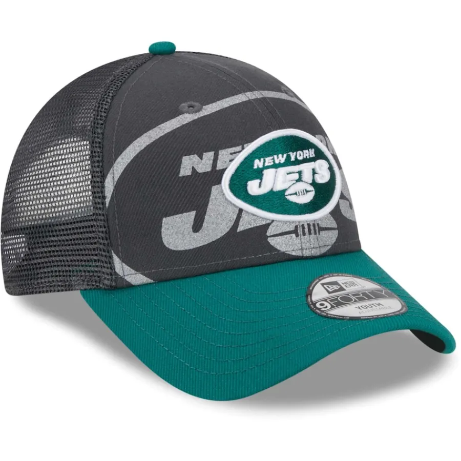 Kids New York Jets Hats | Kids^Preschool New Era Graphite/Green Reflect 9FORTY Adjustable Hat