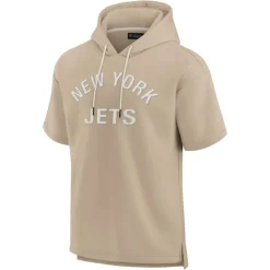New York Jets Sweatshirts & Fleece | Men^Unisex Fanatics Khaki Elements Super Soft Fleece Short Sleeve Pullover Hoodie