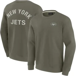 New York Jets Sweatshirts & Fleece | Men^Unisex Fanatics Olive Super Soft Pullover Crew Sweatshirt