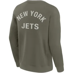 New York Jets Sweatshirts & Fleece | Men^Unisex Fanatics Olive Super Soft Pullover Crew Sweatshirt