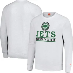 New York Jets Sweatshirts & Fleece | Men^Unisex Homage White Crest Tri-Blend Crewneck Pullover Sweatshirt