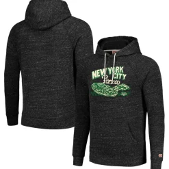New York Jets Sweatshirts & Fleece | Men^Unisex Homage Charcoal NFL X Guy Fieri’s Flavortown Tri-Blend Pullover Hoodie