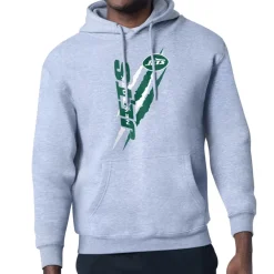 Women New York Jets Sweatshirts & Fleece | Women^Unisex Starter Heather Gray Color Scratch Fleece Pullover Hoodie