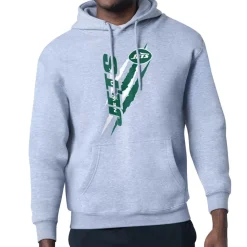 Women New York Jets Sweatshirts & Fleece | Women^Unisex Starter Heather Gray Color Scratch Fleece Pullover Hoodie