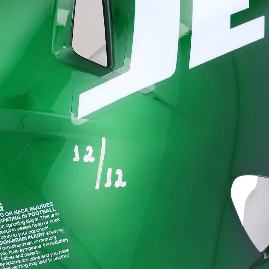 New York Jets Autographed Items | Helmets^Vinny Testaverde Autographed Riddell Speed Authentic Helmet With Monday Night Miracle Inscriptions - Limited Edition #12/12