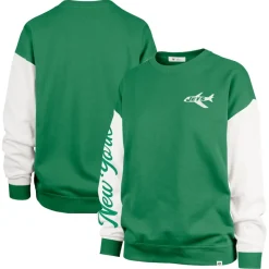 Women New York Jets Sweatshirts & Fleece | Women^Women's '47 Green Double Header Rise Andie Pullover Sweatshirt