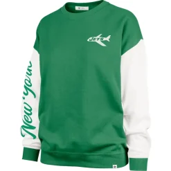 Women New York Jets Sweatshirts & Fleece | Women^Women's '47 Green Double Header Rise Andie Pullover Sweatshirt