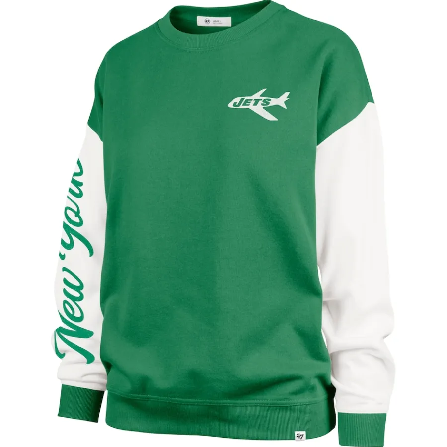Women New York Jets Sweatshirts & Fleece | Women^Women's '47 Green Double Header Rise Andie Pullover Sweatshirt