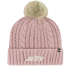 Women New York Jets Hats | Women^Women's '47 Pink Meeko Dusty Rose Cuffed Knit Hat With Pom