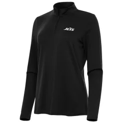 Women New York Jets Jackets | Sweatshirts & Fleece^Women's Antigua Black Reprocess Quarter-Zip Top