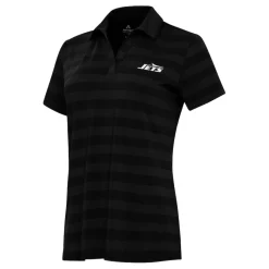 Women New York Jets Polos^Women's Antigua Black Tunnel Polo