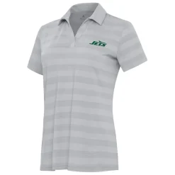 Women New York Jets Polos^Women's Antigua Gray Tunnel Polo