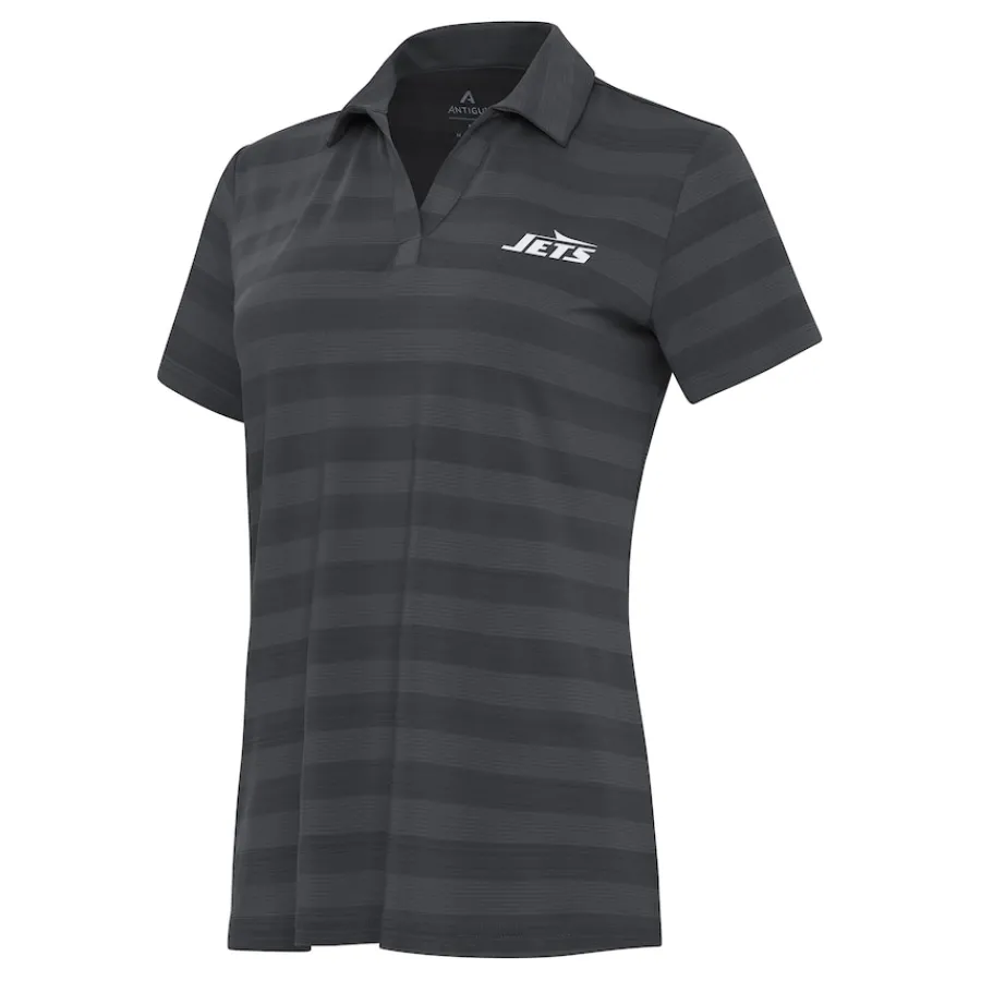 Women New York Jets Polos^Women's Antigua Pewter Tunnel Polo