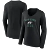 Women New York Jets T-Shirts | Women^Women's Black Victory Arch Long Sleeve V-Neck T-Shirt