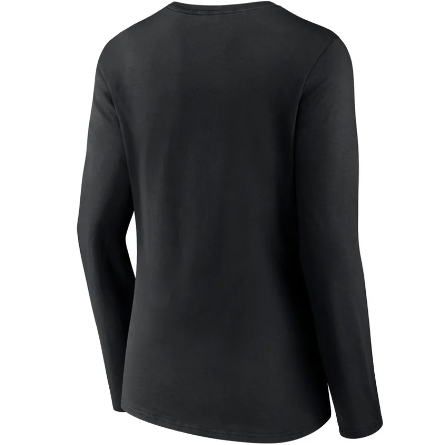 Women New York Jets T-Shirts | Women^Women's Black Logo Team Lockup Long Sleeve V-Neck T-Shirt