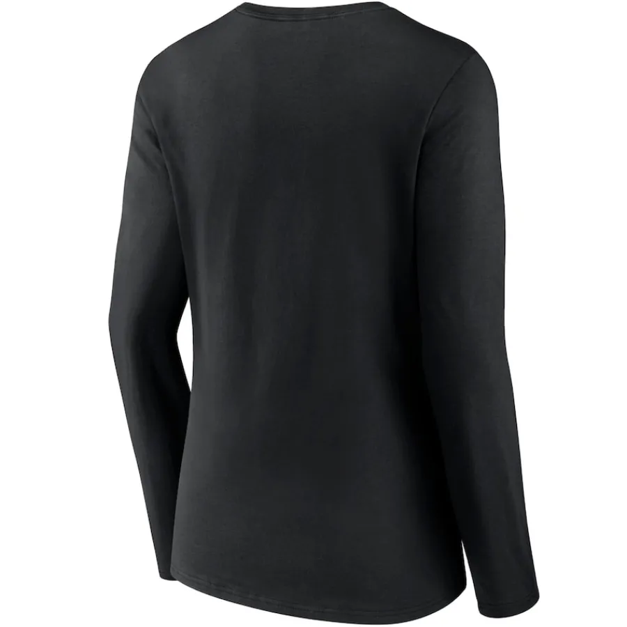 New York Jets Long Sleeved^Women's Black Secondary Logo Long Sleeve V-Neck T-Shirt