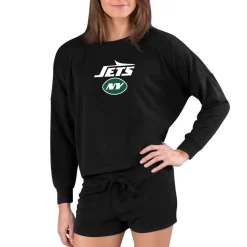 Women New York Jets Underwear & Sleepwear^Women's Concepts Sport Black Long Sleeve T-Shirt & Shorts Sleep Set