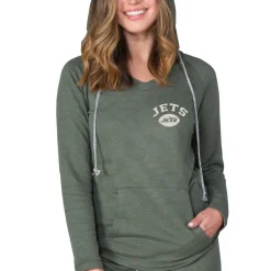 Women New York Jets Jackets^Women's Concepts Sport Green Mainstream Terry Tri-Blend V-Neck Pullover Hoodie