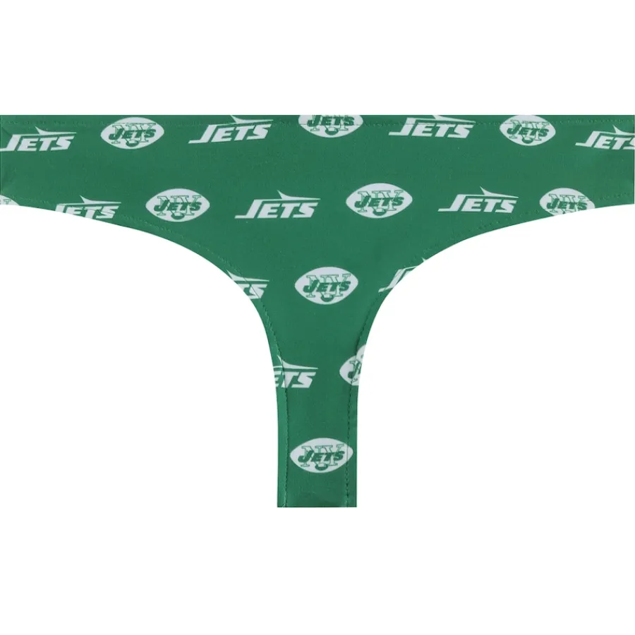 Women New York Jets Underwear & Sleepwear^Women's Concepts Sport Green Record Allover Print Knit Thong