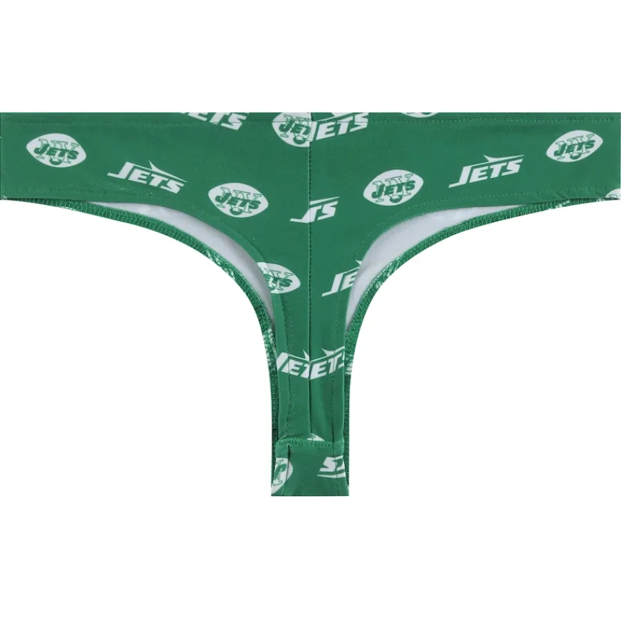 Women New York Jets Underwear & Sleepwear^Women's Concepts Sport Green Record Allover Print Knit Thong