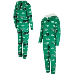 Women New York Jets Underwear & Sleepwear^Women's Concepts Sport Kelly Green Throwback Roadway Allover Print Microfleece Full-Zip Union Suit