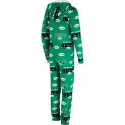 Women New York Jets Underwear & Sleepwear^Women's Concepts Sport Kelly Green Throwback Roadway Allover Print Microfleece Full-Zip Union Suit