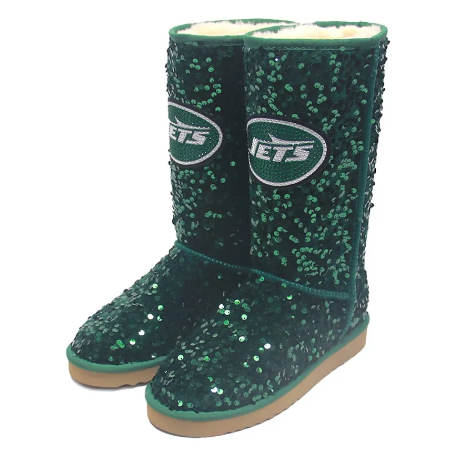 Women New York Jets Shoes & Socks^Women's Cuce Green Tall Sequin Boots