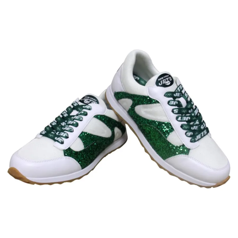 Women New York Jets Shoes & Socks^Women's Cuce White Glitter Sneakers
