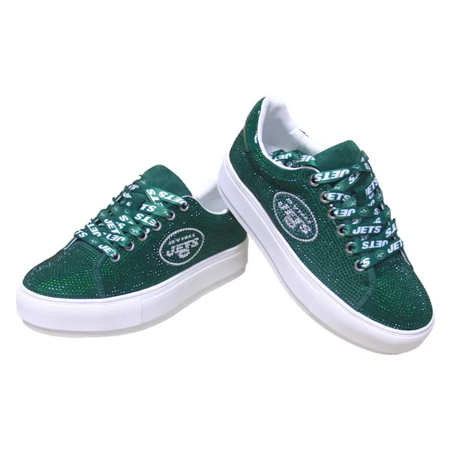 Women New York Jets Shoes & Socks^Women's Cuce Green Team Color Crystal Sneakers