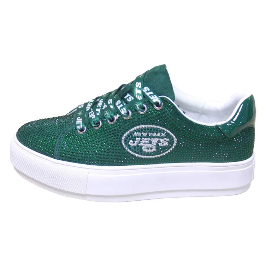 Women New York Jets Shoes & Socks^Women's Cuce Green Team Color Crystal Sneakers