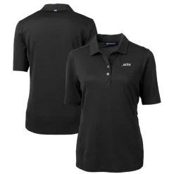 Women New York Jets Polos^Women's Cutter & Buck Black DryTec Virtue Eco Pique Recycled Polo