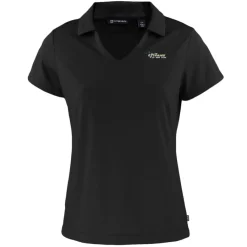 Women New York Jets Polos^Women's Cutter & Buck Black Throwback Daybreak Eco Recycled V-Neck Polo