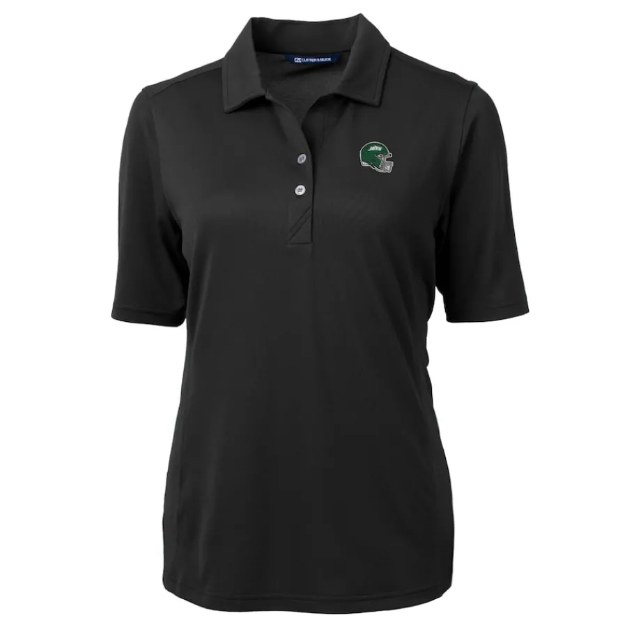 Women New York Jets Polos^Women's Cutter & Buck Black DryTec Virtue Eco Pique Recycled Polo