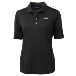 Women New York Jets Polos^Women's Cutter & Buck Black DryTec Virtue Eco Pique Recycled Polo