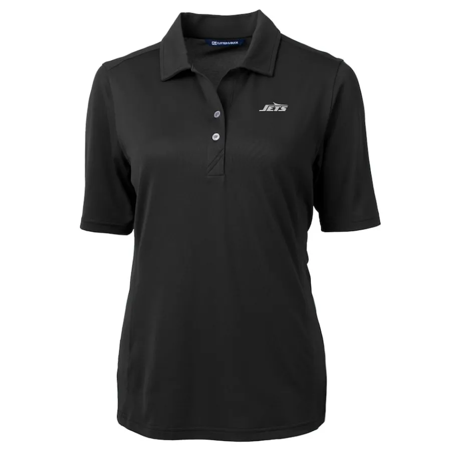 Women New York Jets Polos^Women's Cutter & Buck Black DryTec Virtue Eco Pique Recycled Polo