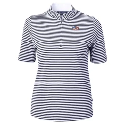 Women New York Jets Sweaters & Dress Shirts^Women's Cutter & Buck Navy DryTec Virtue Eco Pique Stripe Recycled Polo