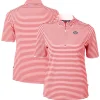 Women New York Jets Sweaters & Dress Shirts^Women's Cutter & Buck Red DryTec Virtue Eco Pique Stripe Recycled Polo