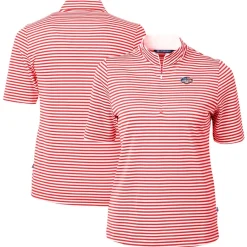 Women New York Jets Sweaters & Dress Shirts^Women's Cutter & Buck Red DryTec Virtue Eco Pique Stripe Recycled Polo