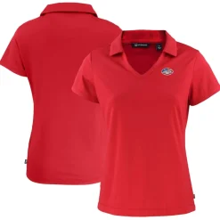 Women New York Jets Polos^Women's Cutter & Buck Red Daybreak Eco Recycled V-neck Polo