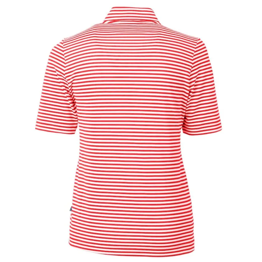 Women New York Jets Sweaters & Dress Shirts^Women's Cutter & Buck Red DryTec Virtue Eco Pique Stripe Recycled Polo
